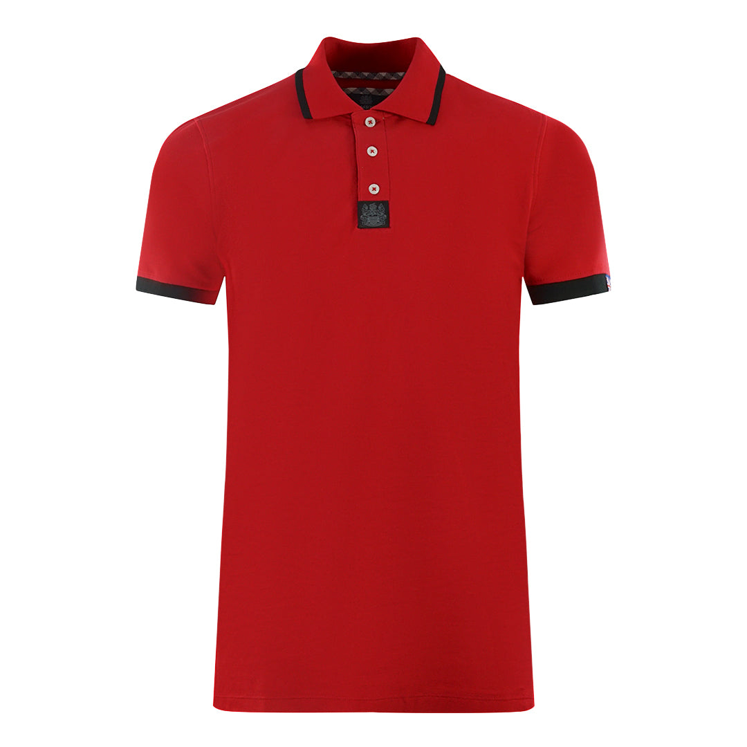 Aquascutum Branded Shoulder Tipped Red Polo Shirt