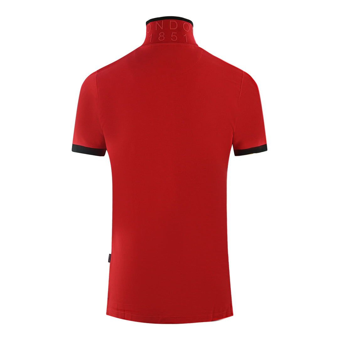 Aquascutum Branded Shoulder Tipped Red Polo Shirt