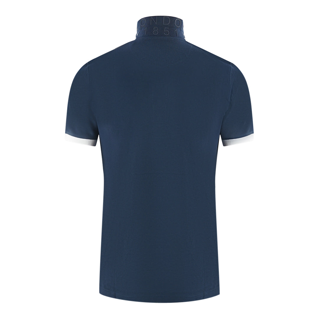 Aquascutum Branded Shoulder Tipped Navy Blue Polo Shirt