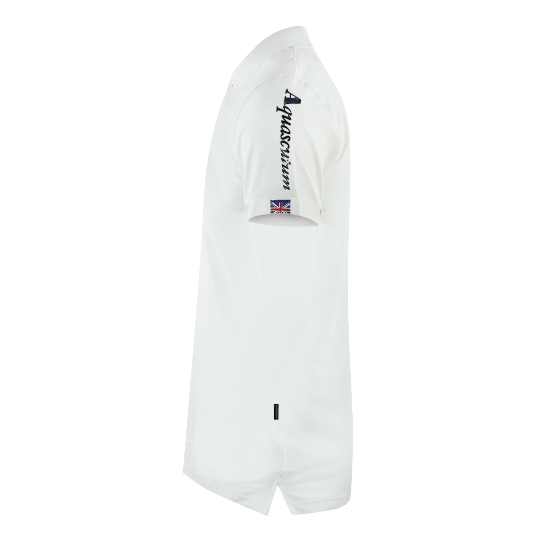Aquascutum Branded Sleeve White Polo Shirt