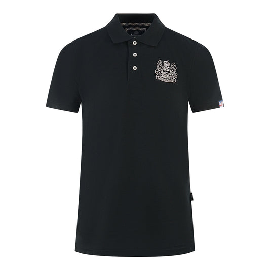 Aquascutum Branded Sleeve Black Polo Shirt