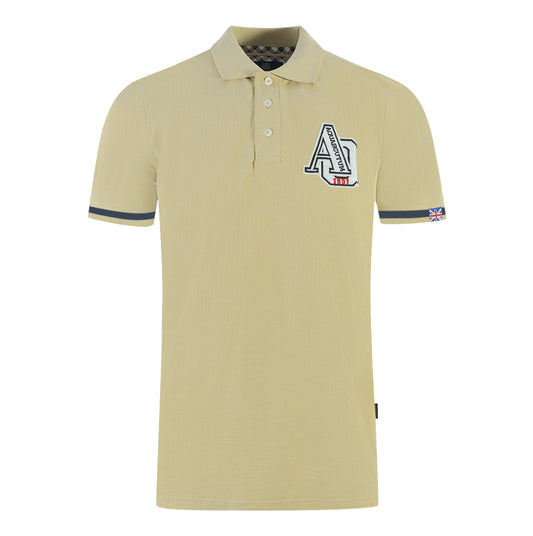 Aquascutum AQ 1851 Embroidered Tipped Beige Polo Shirt