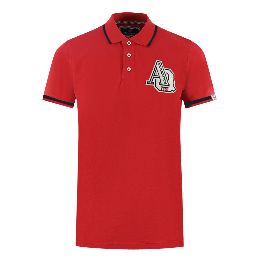 Aquascutum AQ 1851 Embroidered Tipped Red Polo Shirt