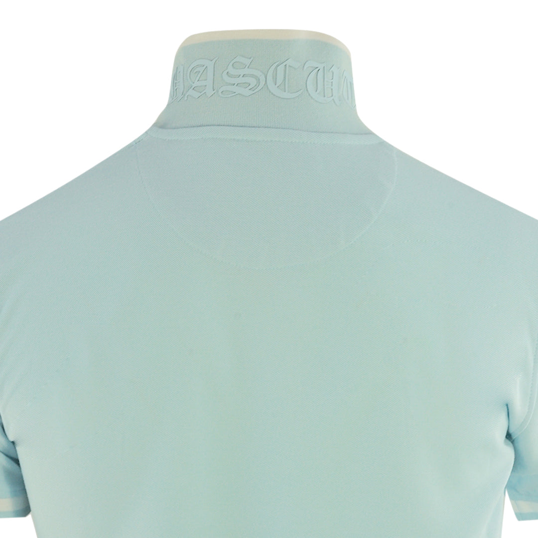 Aquascutum AQ 1851 Embroidered Tipped Light Blue Polo Shirt