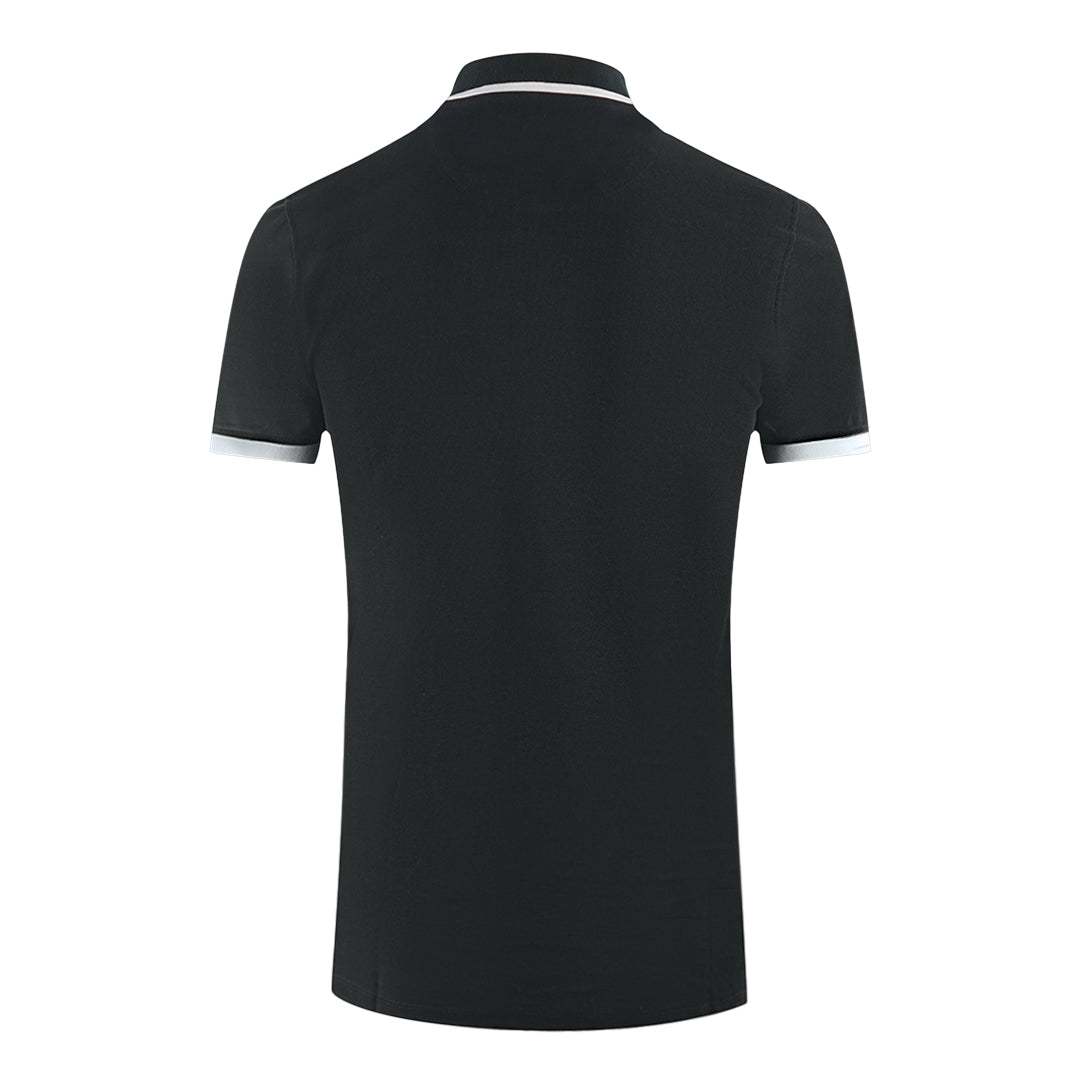 Aquascutum AQ 1851 Embroidered Tipped Black Polo Shirt