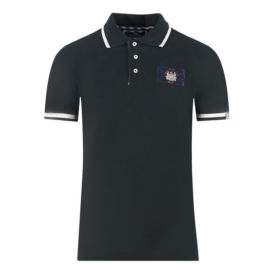 Aquascutum London Union Jack Black Polo Shirt