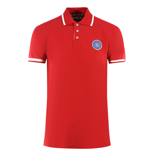 Aquascutum London Embroidered Badge Red Polo Shirt