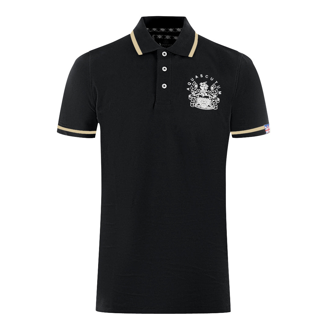 Aquascutum Tipped Aldis Black Polo Shirt