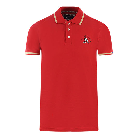 Aquascutum Embossed A Tipped Red Polo Shirt