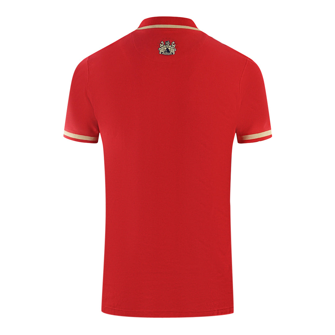 Aquascutum Embossed A Tipped Red Polo Shirt