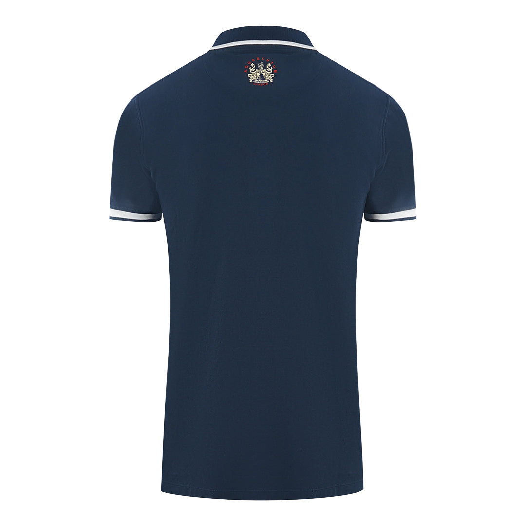 Aquascutum Embossed A Tipped Navy Blue Polo Shirt