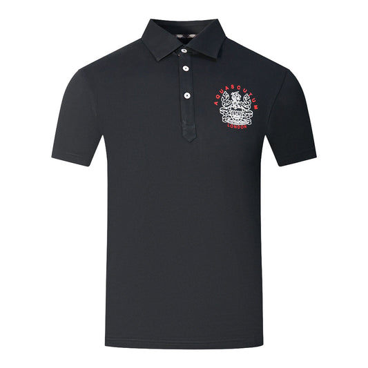 Aquascutum Aldis London Logo Black Polo Shirt