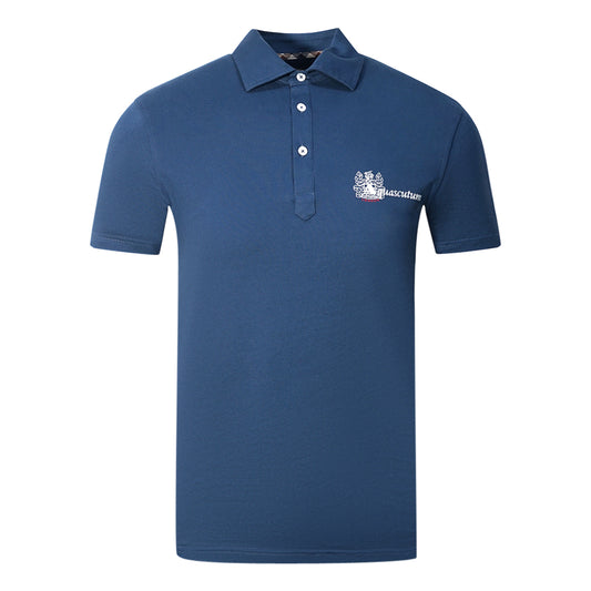 Aquascutum Aldis Brand London Logo Blue Polo Shirt