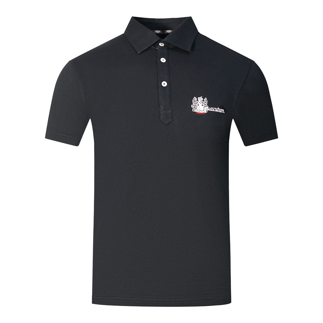 Aquascutum Aldis Brand London Logo Black Polo Shirt