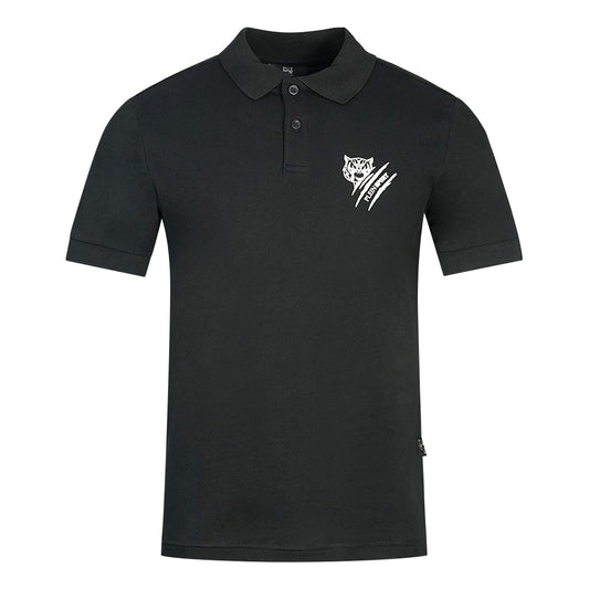Plein Sport Tiger Slash Logo Black Polo Shirt