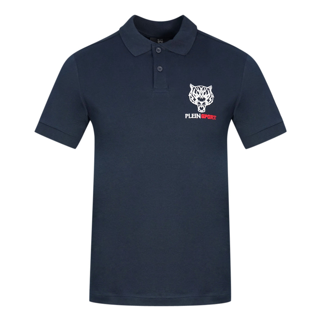 Plein Sport Block Chest Logo Navy Blue Polo Shirt