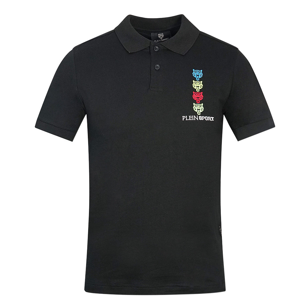 Plein Sport Tiger Head Logo Black Polo Shirt