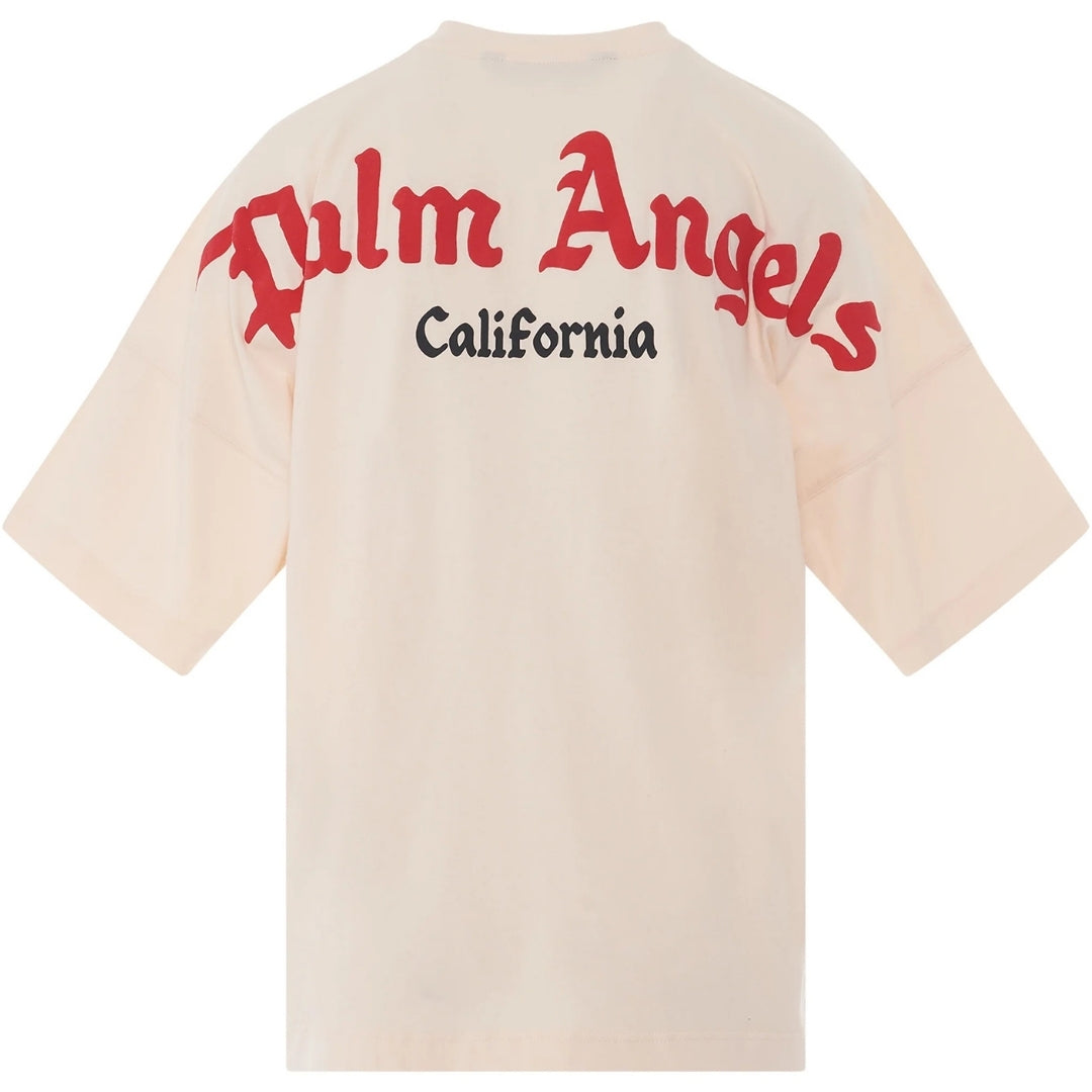 Palm Angels California Logo Oversized Fit Beige T-Shirt