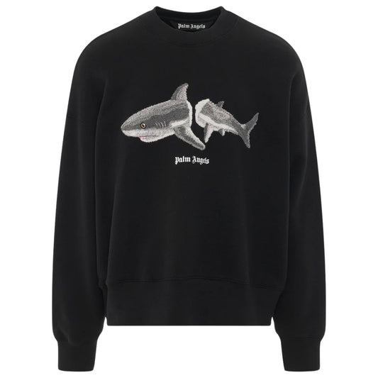 Palm Angels Split Shark Logo Black Sweatshirt