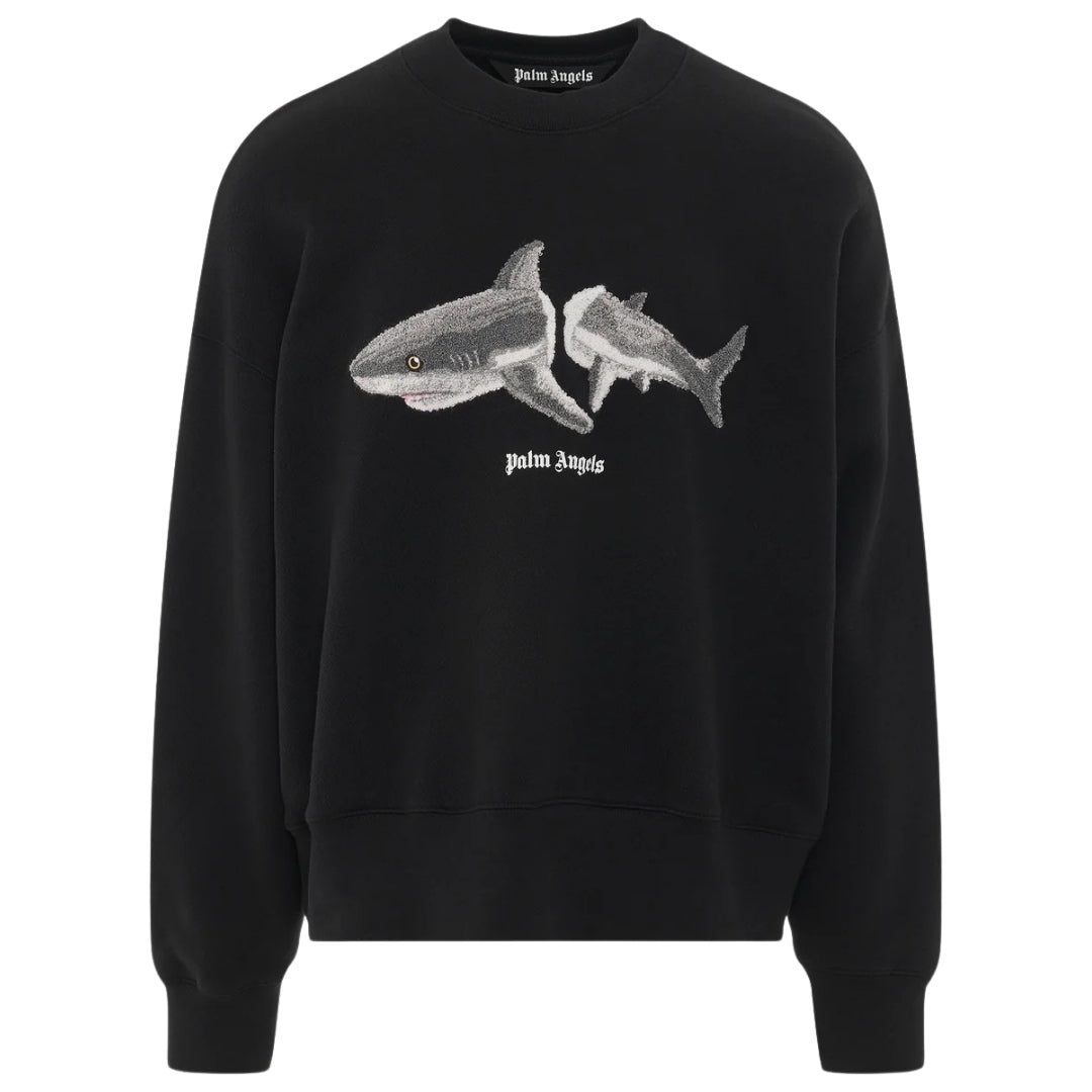 Palm Angels Split Shark Logo Black Sweatshirt