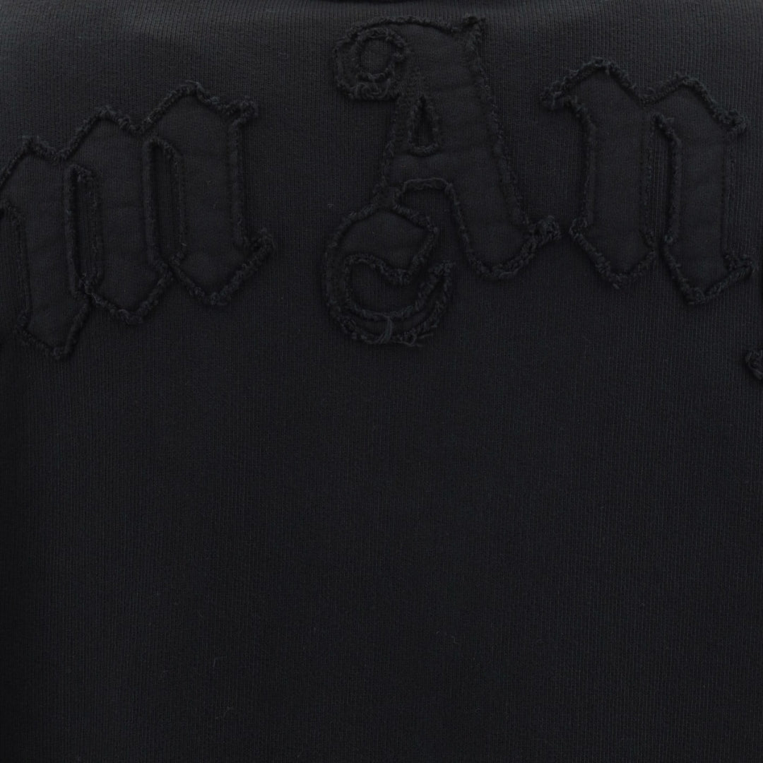 Palm Angels Patched Logo Vintage Black Crew Neck Sweater