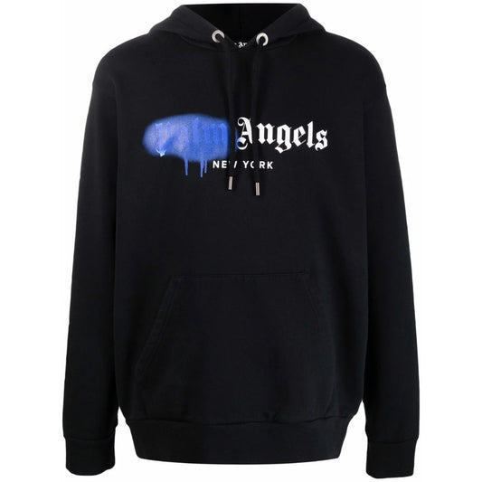 Palm Angels New York Spray Paint Logo Black Hoodie