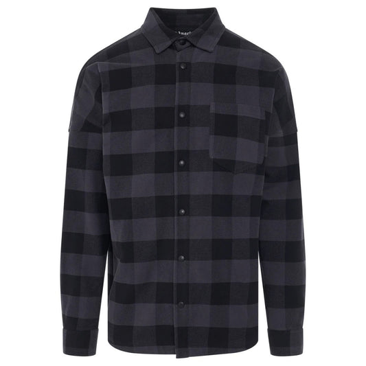 Palm Angels Curved Logo Checked Black Shirt