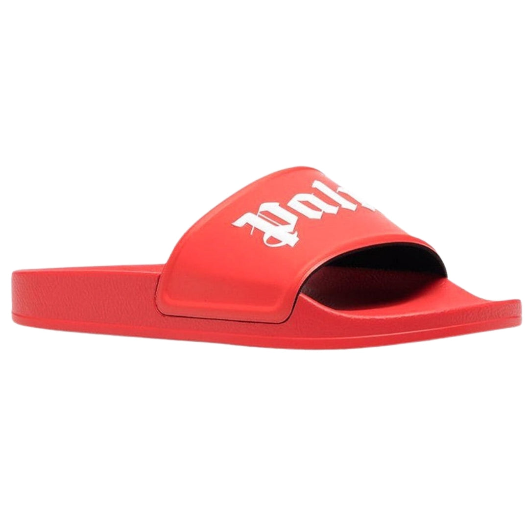 Palm Angels Gothic Print Red Slides