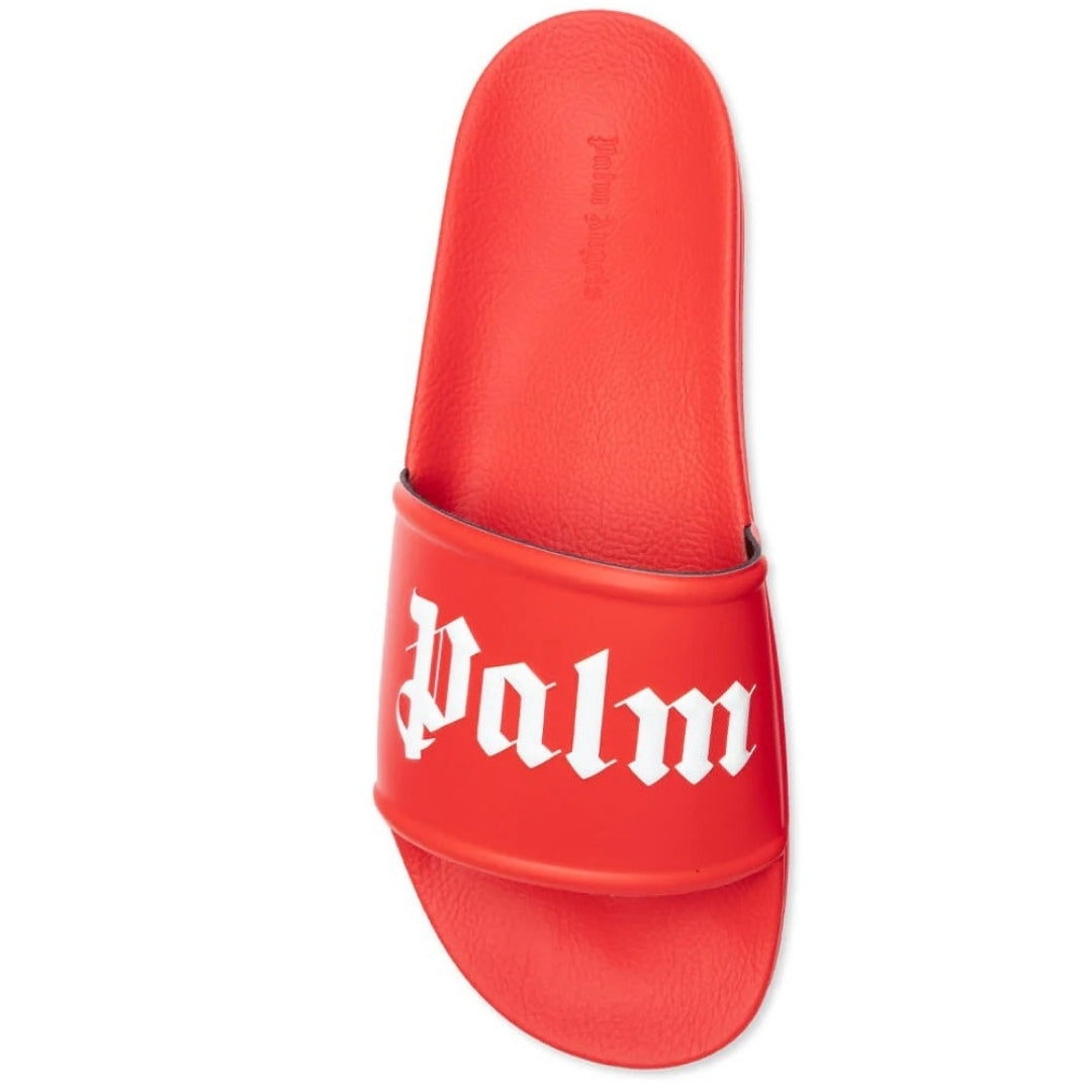 Palm Angels Gothic Print Red Slides