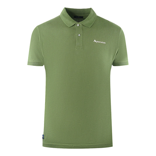 Aquascutum Brand Logo Plain Army Green Polo Shirt
