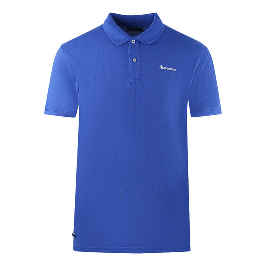 Aquascutum Brand Logo Plain Royal Blue Polo Shirt
