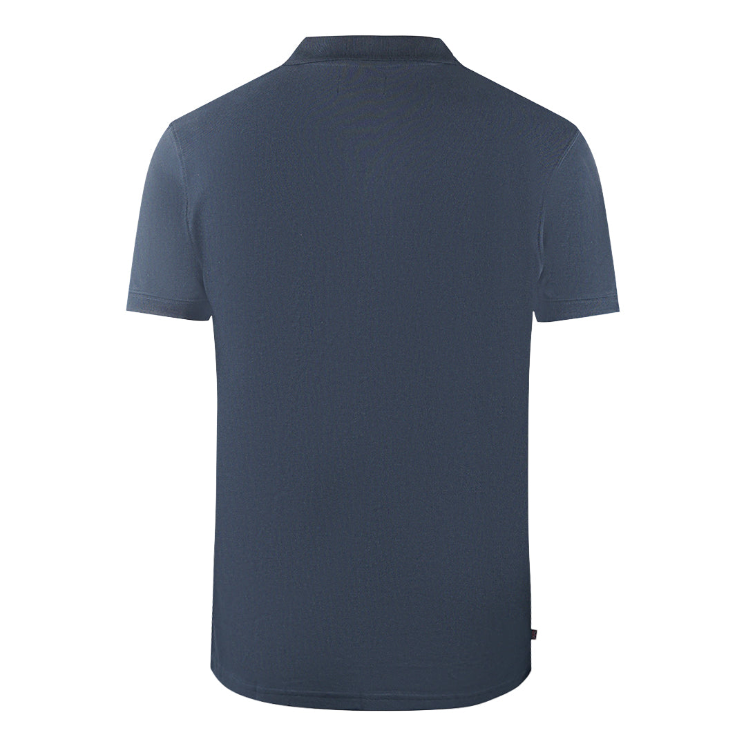 Aquascutum Brand Logo Plain Navy Blue Polo Shirt
