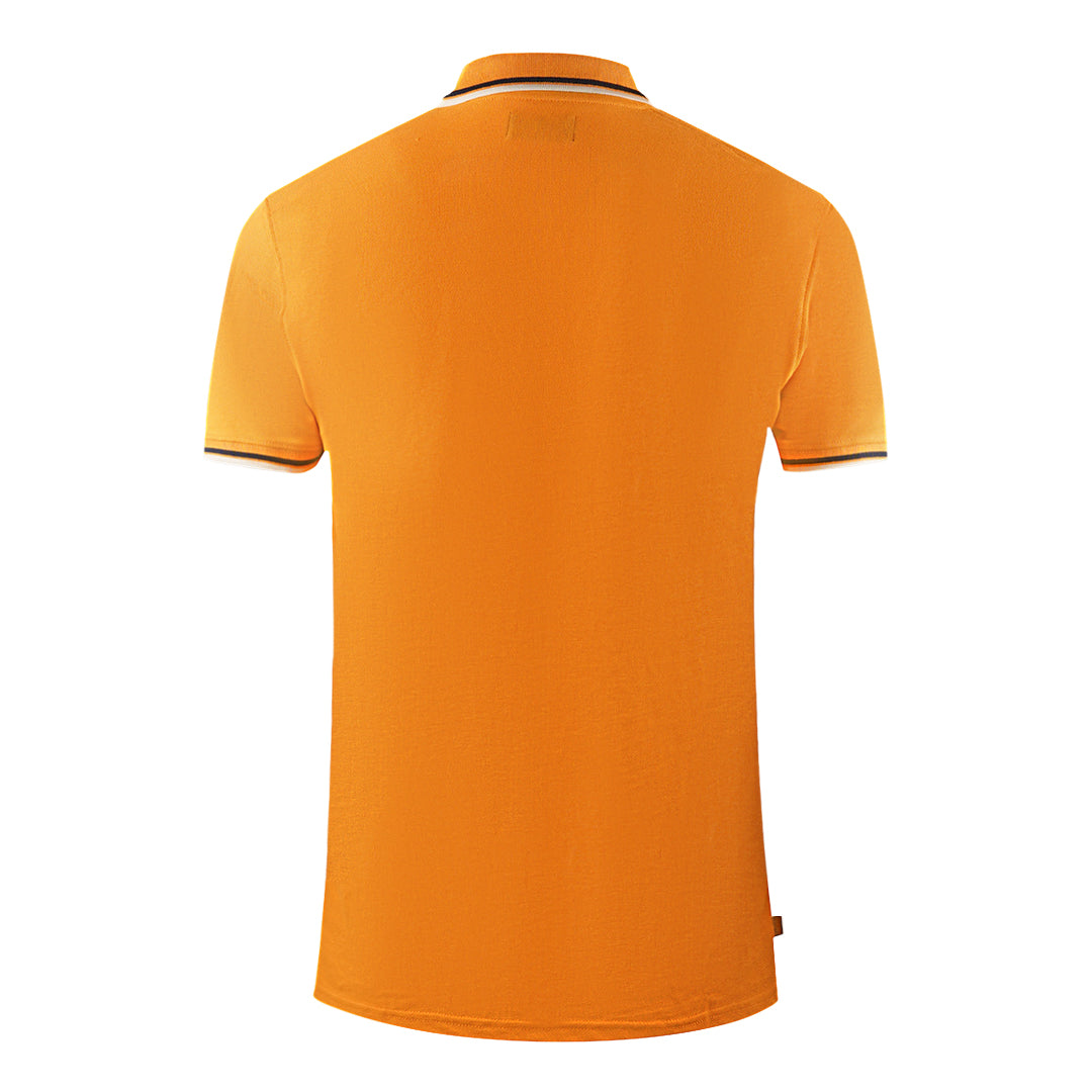 Aquascutum Twin Tipped Collar Brand Logo Orange Polo Shirt
