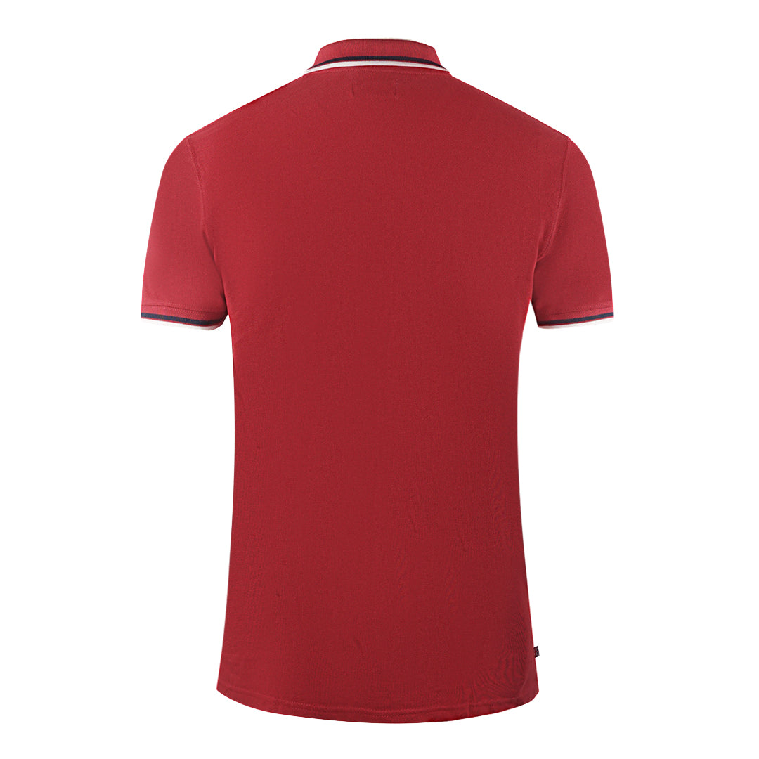 Aquascutum Twin Tipped Collar Brand Logo Bordeaux Red Polo Shirt