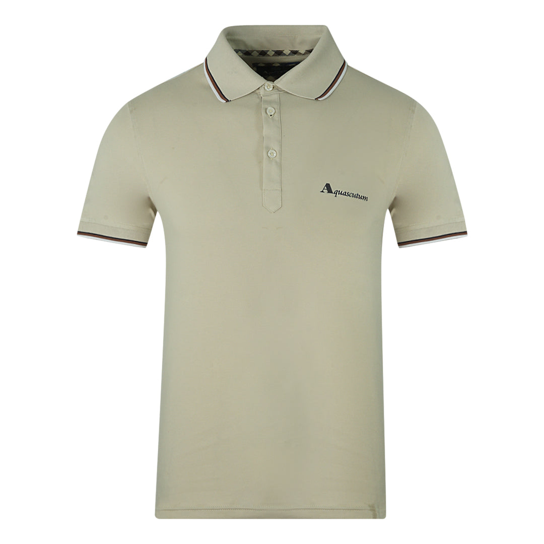 Aquascutum Brand Logo Beige Polo Shirt