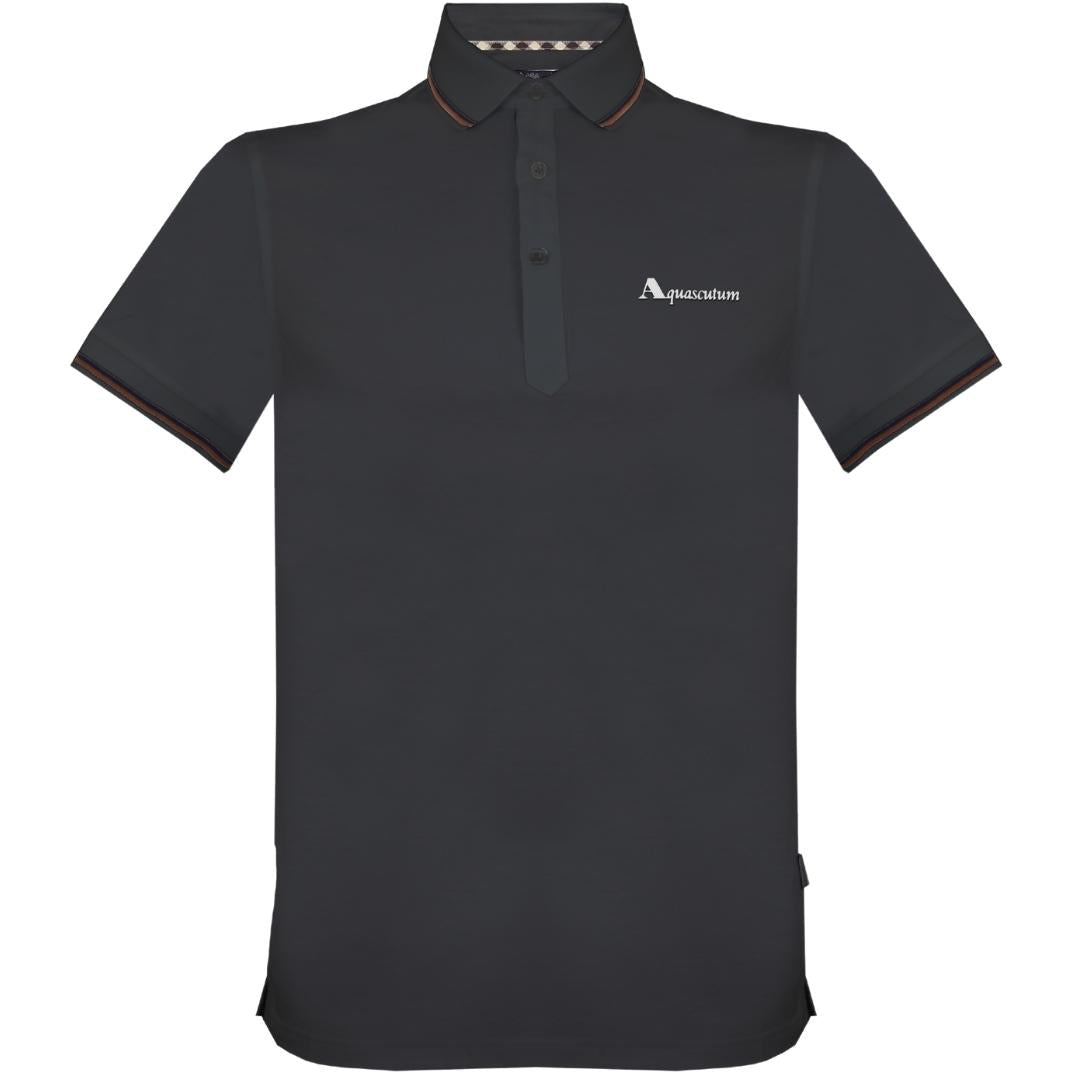Aquascutum Brand Logo Black Polo Shirt