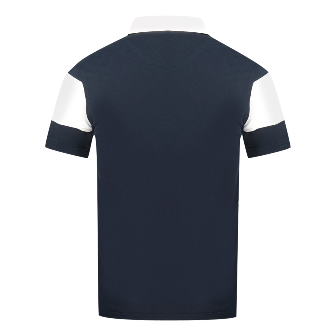 Aquascutum Colour Block Aldis Crest Chest Logo Navy Blue Polo Shirt