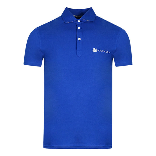Aquascutum Aldis Crest Block Logo Blue Polo Shirt