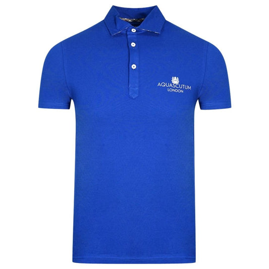 Aquascutum London Bold Logo Blue Polo Shirt