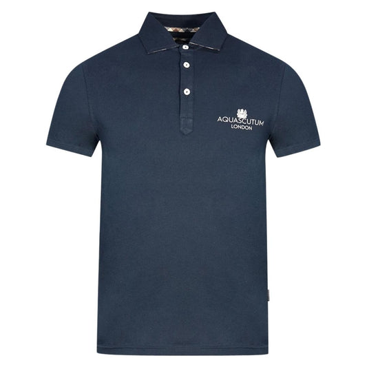 Aquascutum London Bold Logo Navy Blue Polo Shirt