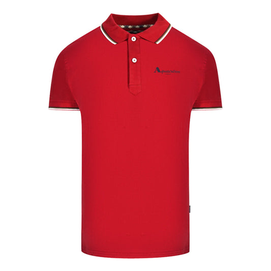 Aquascutum London Tipped Red Polo Shirt