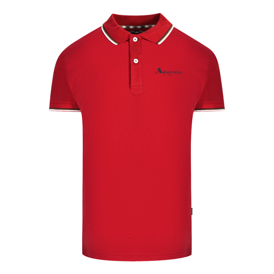 Aquascutum London Tipped Red Polo Shirt