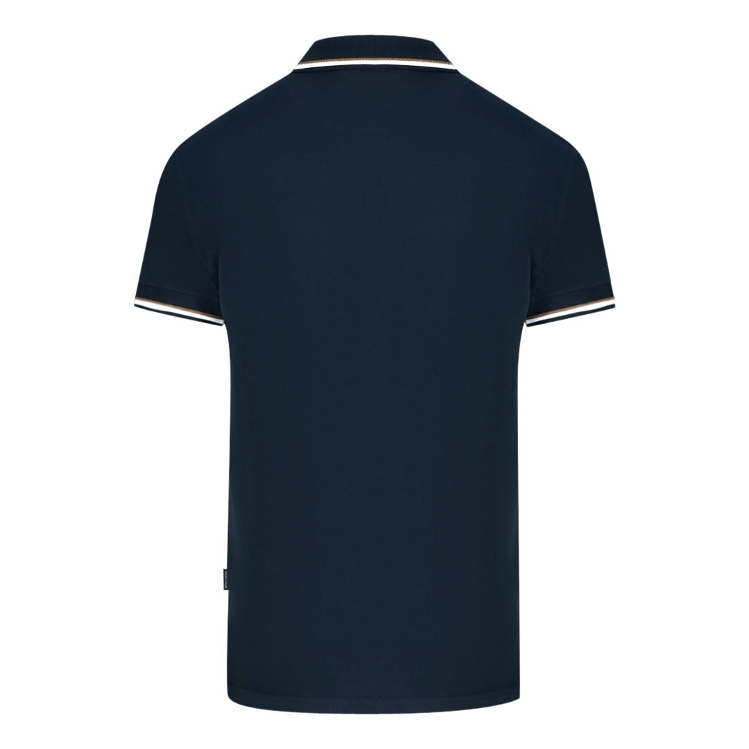 Aquascutum London Tipped Navy Blue Polo Shirt