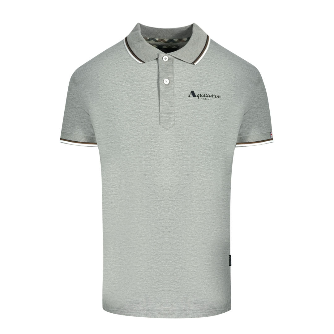 Aquascutum London Tipped Grey Polo Shirt