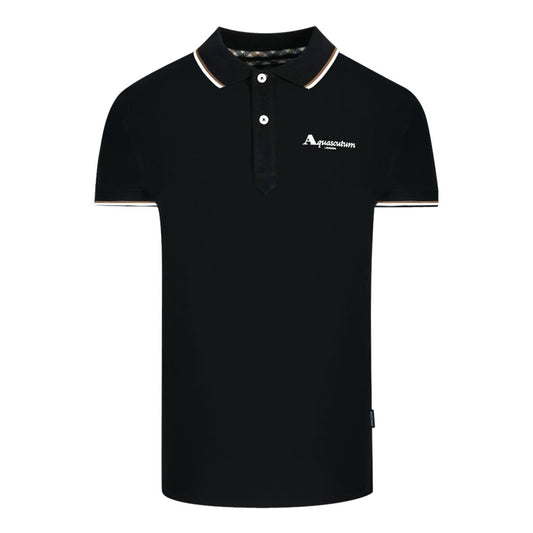 Aquascutum London Tipped Black Polo Shirt