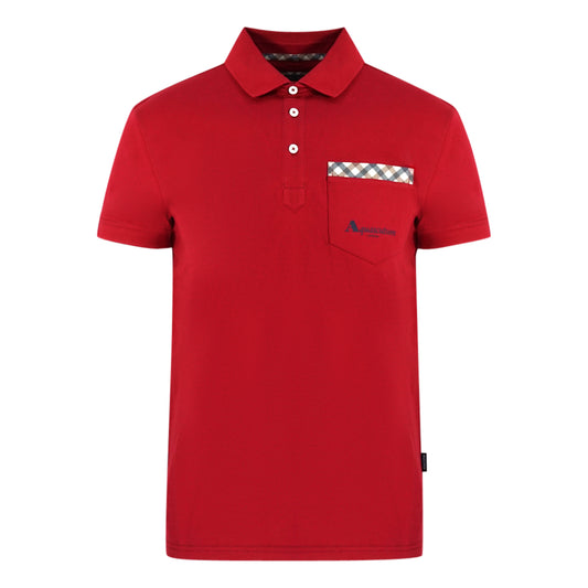 Aquascutum Check Pocket Red Polo Shirt