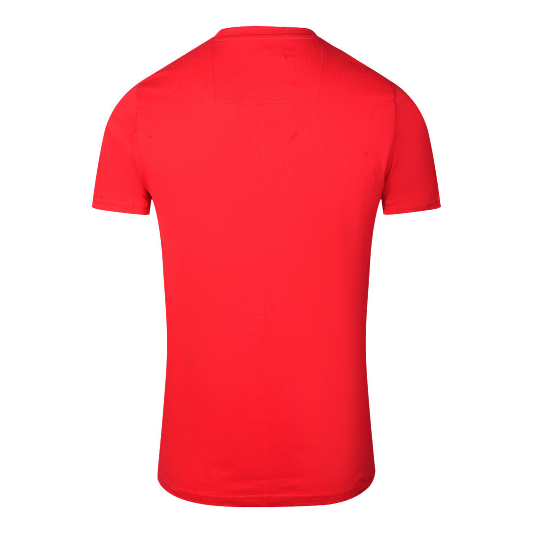 Cavalli Class Slashed Tiger Print Bold Logo Red T-Shirt