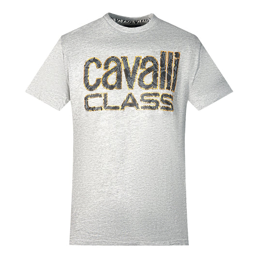 Cavalli Class Snake Skin Logo Grey T-Shirt