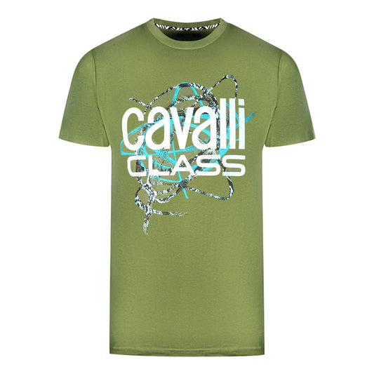 Cavalli Class Snake Skin Scribble Green T-Shirt