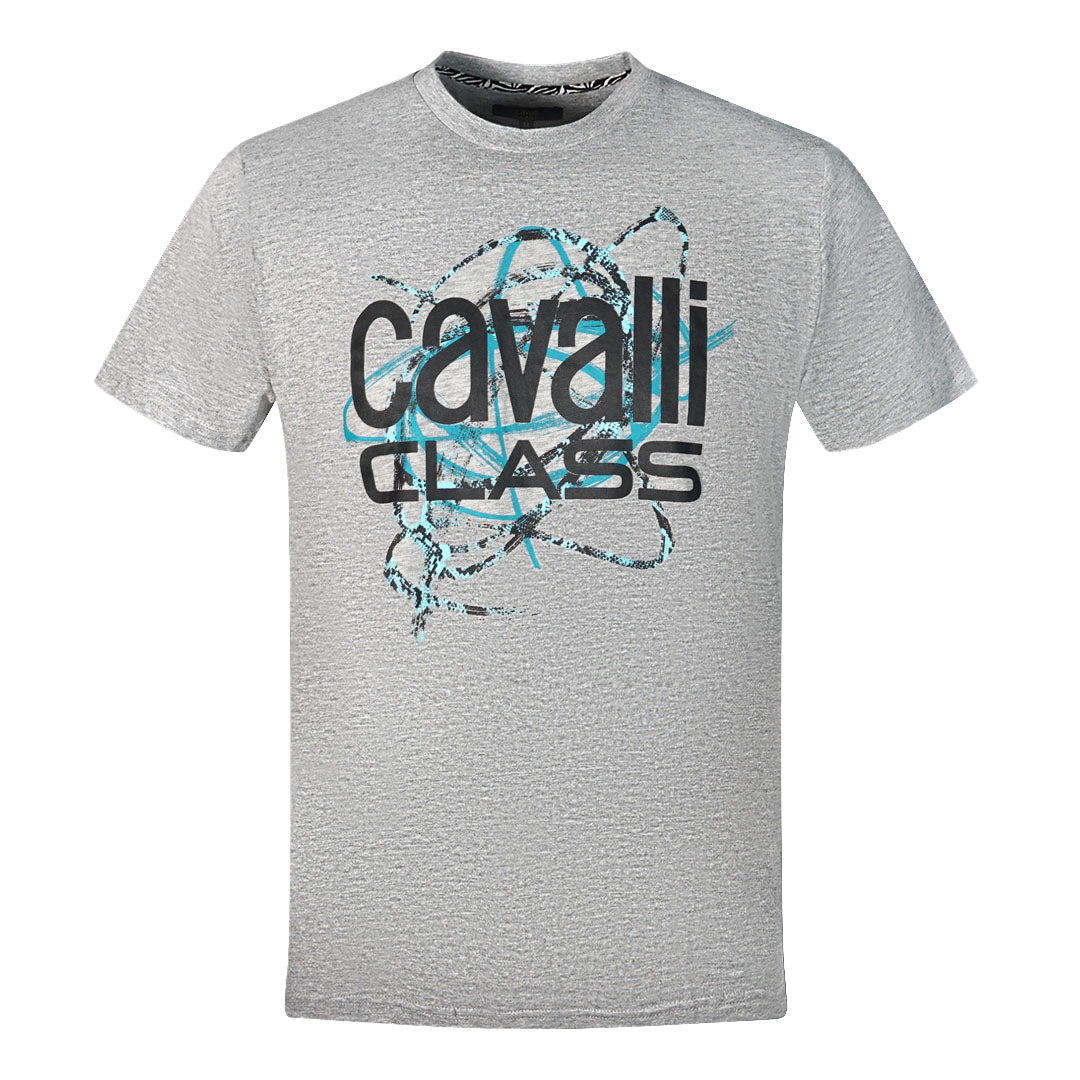 Cavalli Class Snake Skin Scribble Grey T-Shirt